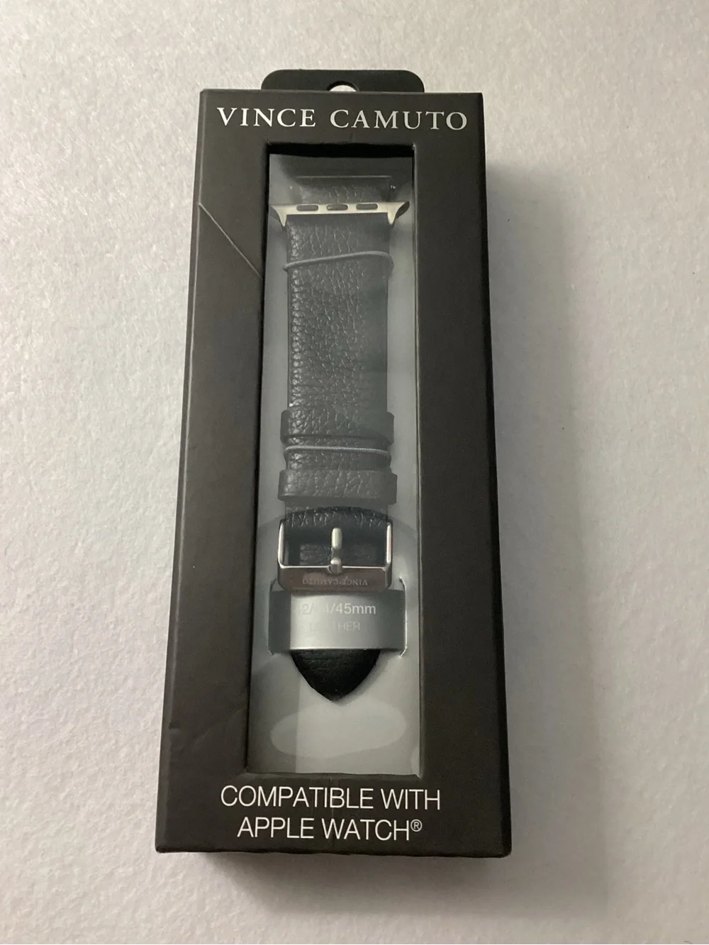 Vince Camuto Men's Apple Watch Band Black Leather #42/44/45